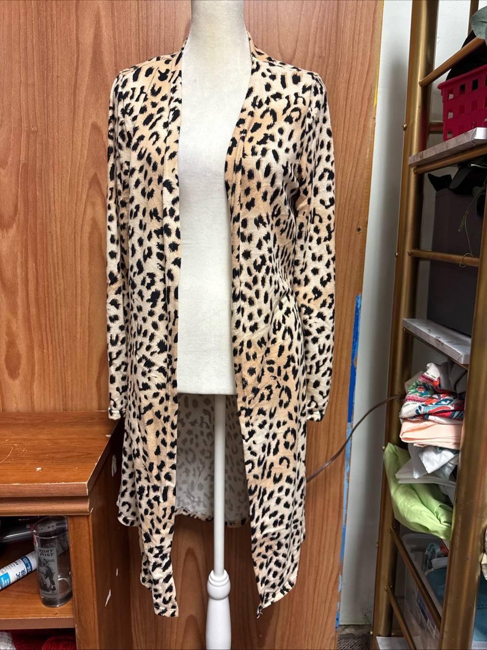Animal Print Open Cardigan Duster Outerwear NWOT S XL